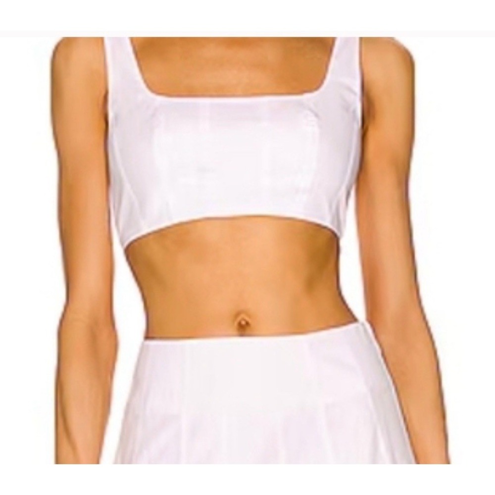 Staud Wells‎ Corset Top Poplin White Cotton Zip Back Sleeveless Bra Sz 0 #GG9-1
